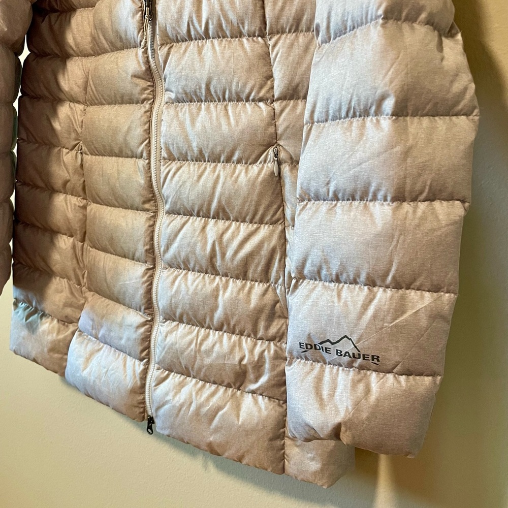 Eddie Bauer Packable Down Puffer Hooded Jacket Gray Size Medium - Picture 5 of 6